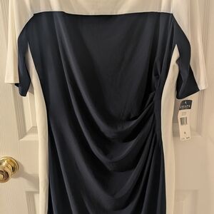 Chaps Women's Navy and White Dress